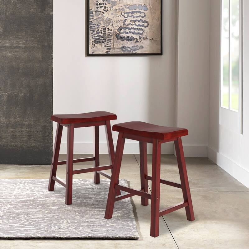 Cadiz Saddle Seat 24" Counter Height Backless Stools (Set of 2)