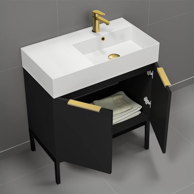 Nameeks Derin-3217-C-R Derin 32" Free Standing Single Basin Vanity Set