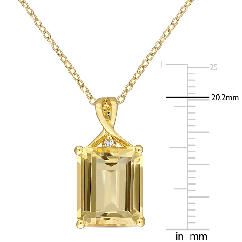 Miadora Yellow Plated Sterling Silver Citrine & White Topaz Solitaire Necklace - 20.2 mm x 18 inch x 10.3 mm