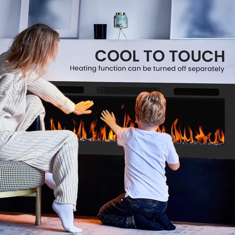 EROMMY Wall Mounted Electric Fireplace Heater with Remote, 12 Flame Colors & Timer