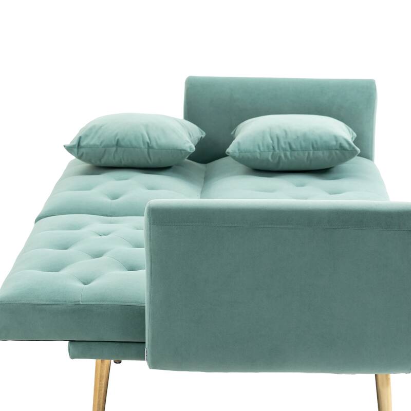 65.35" Velvet Futon Sofa Bed with Adjustable Backrest