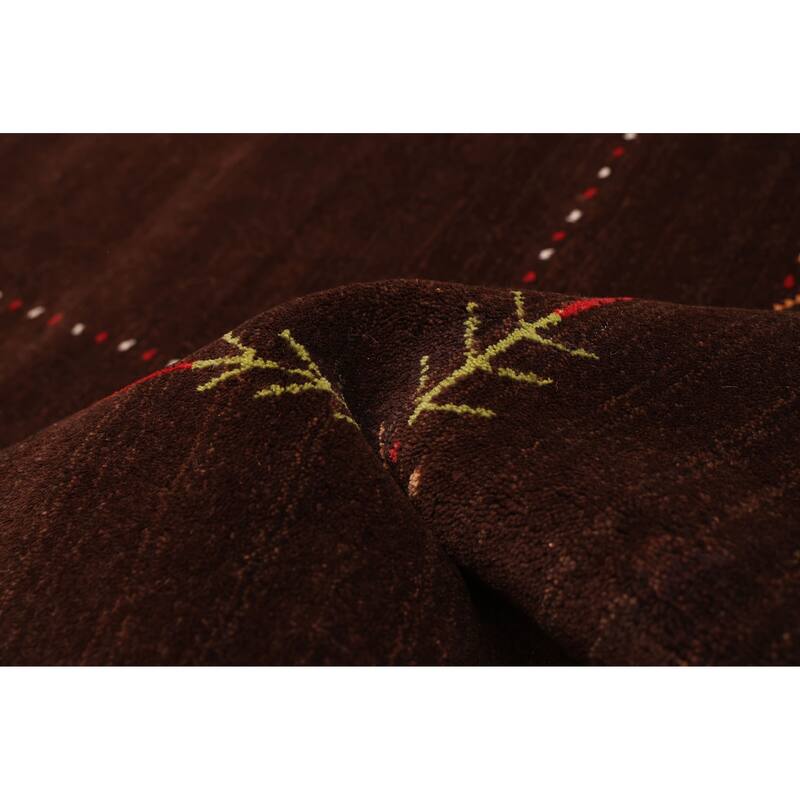 ECARPETGALLERY Hand Loomed Kashkuli Gabbeh Dark Brown Wool Rug - 4'8 x 6'9