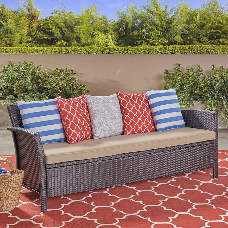 St. Lucia Outdoor Wicker 3 Seater Sofa by Christopher Knight Home