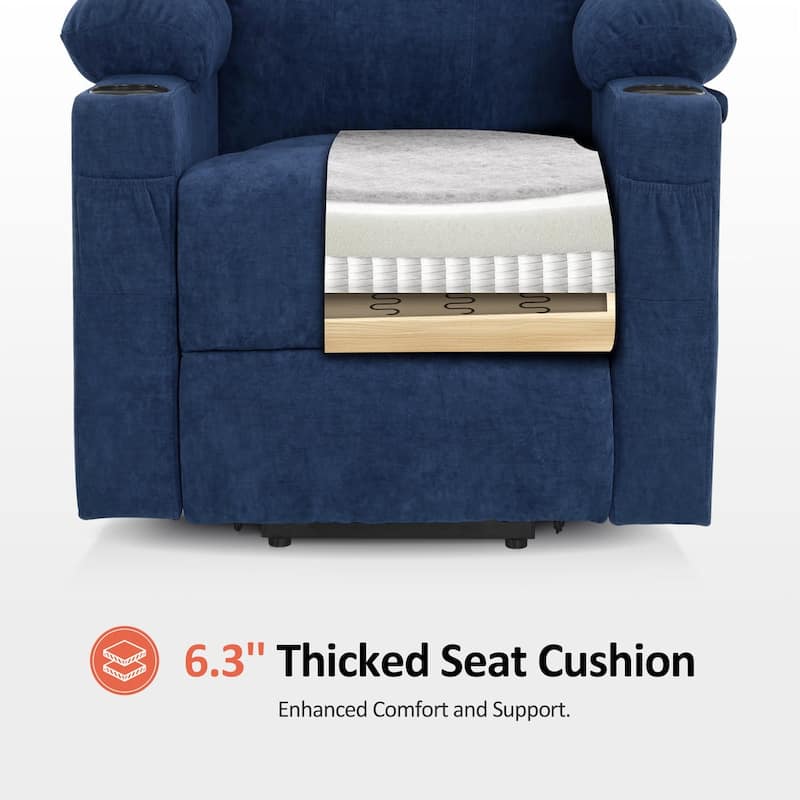 MCombo Large Power Lift Recliner Chair with Massage, Cup Holders, Extended Footrest, Fabric 7516