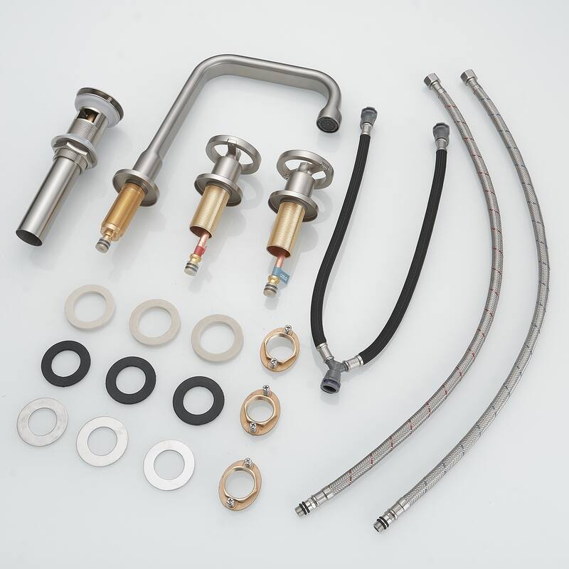 8 Inches Widespread Bathroom Faucet with Drain Kit