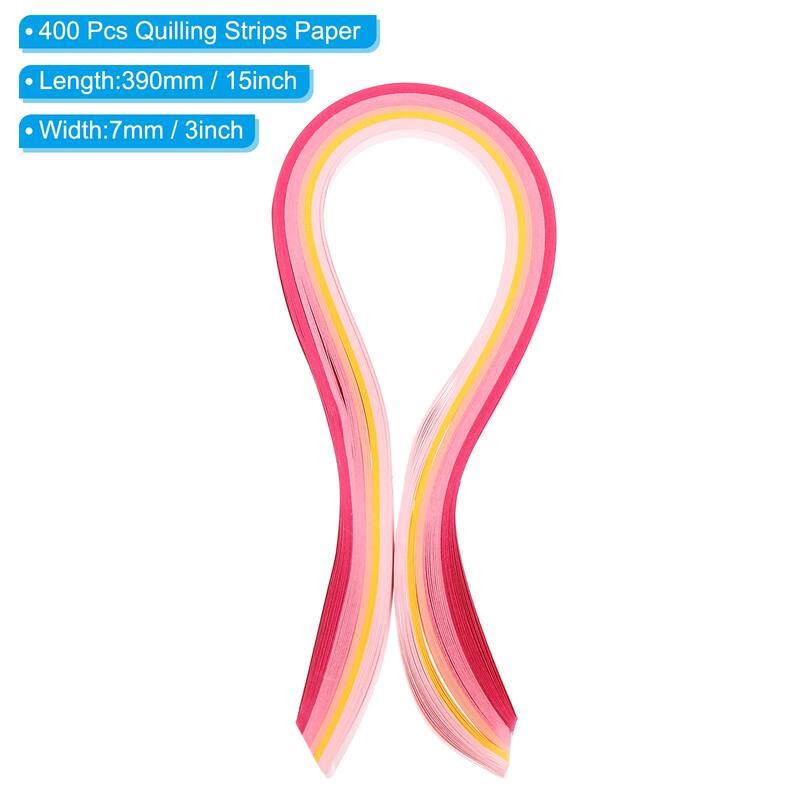 400 Pcs 390 x 7mm Rainbow Quilling Strips Paper - Gradient Pink