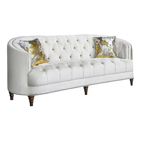 Upholstered Sofa with Sloped Arm, Off White