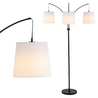 Ocata 72.5" 3-Light Mid-Century Modern Head-Adjustable Iron LED Arc Floor Lamp, Black by JONATHAN  Y