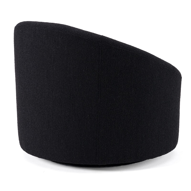 Modrest Dowsett Modern Black Fabric Swivel Accent Chair
