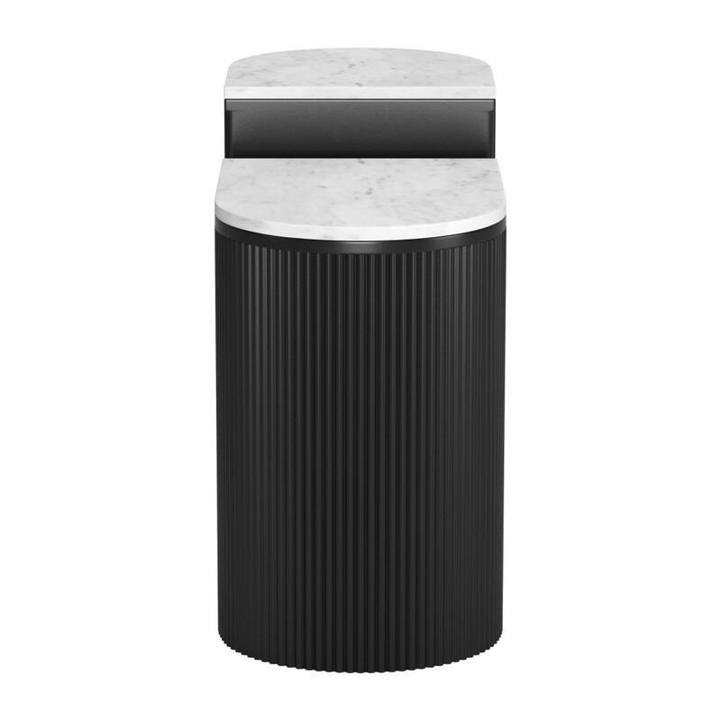 HomeRoots Set of Two Black And White Solid Wood And Marble Oval Block End Tables - 18' X '20.9' X '14