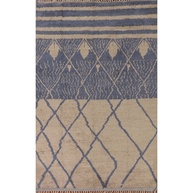Plush Moroccan Oriental Area Rug Handmade Wool Carpet - 7'0" x 10'6"