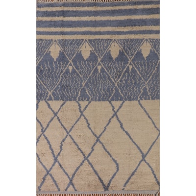Plush Moroccan Oriental Area Rug Handmade Wool Carpet - 7'0" x 10'6"