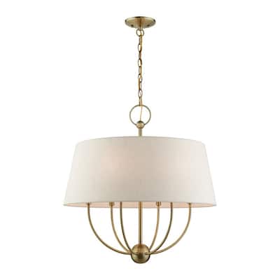 Livex Lighting 6-light Antique Brass Pendant Chandelier, 49446-01 - 24"W x 25.5"H