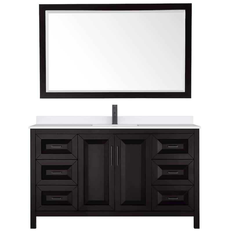 Daria 60-inch Single Vanity, Single Hole Quartz Top, 58-inch Mirror