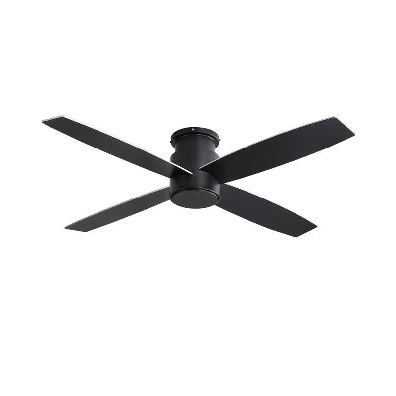 WINGBO 44" and 52" Flush Mount DC Ceiling Fan without Lights, 4 Reversible Blades