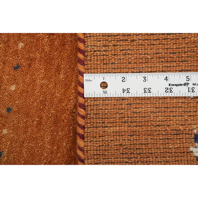 Hand Knotted Oriental 100% Wool Carpet Tribal Animal Pictorial Oranges & Rust Gabbeh Area Rug - 7' 11'' X 4' 10''