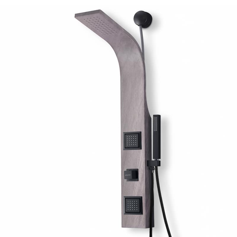 Aura 2-Jetted Shower Panel with Heavy Rain Shower & Spray Wand - Gunmetal