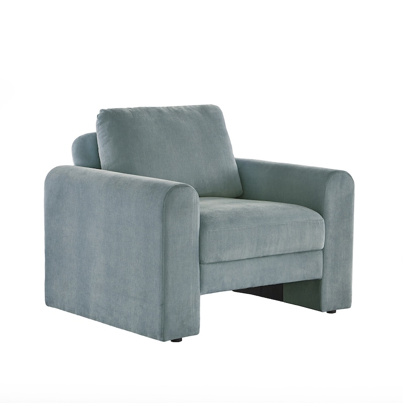 Platt Rounded Arm Chenille Upholstery Accent Chair by iNSPIRE Q Modern - Blue
