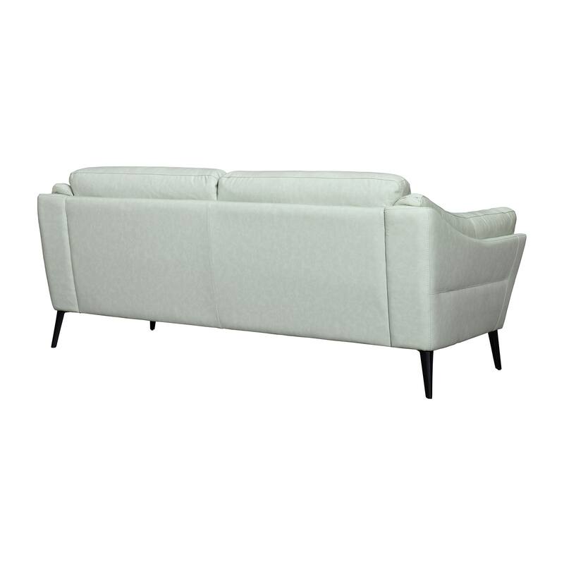 HomeRoots 87" Mint Green Leather Sofa With Black Legs