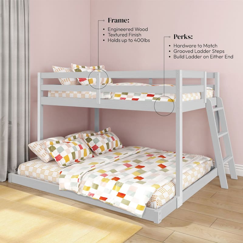 Now Furniture Low Bunk Bed for Kids, Twin over Full