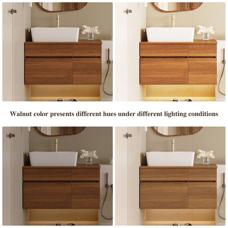 31.5 Inches Floating Single Small Bathroom Vanity with Sink