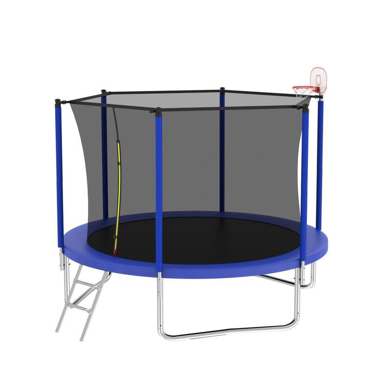 Blue Recreational Trampoline - Outdoor Backyard Fun - 96
