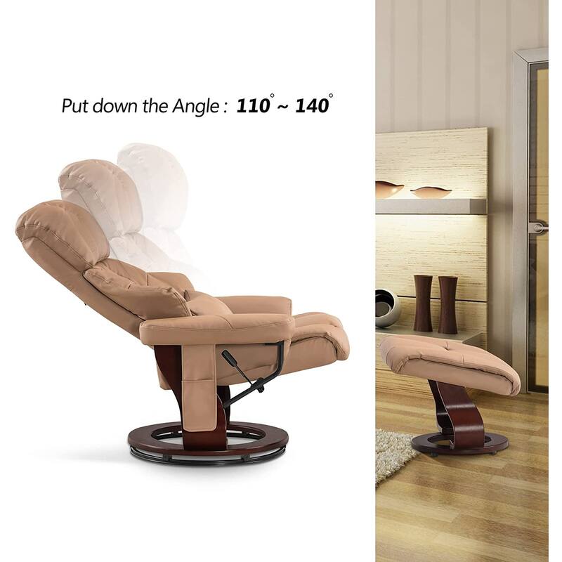 MCombo Recliner Chair with Ottoman Vibration Massag Faux Leather 9068