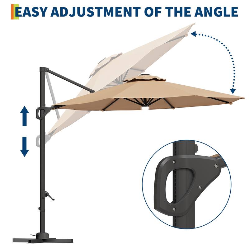 10FT Outdoor Cantilever Umbrella Patio Umbrella with Base
