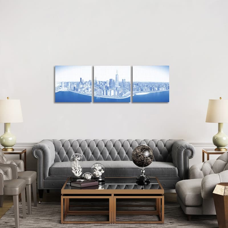 iCanvas "Digital Sketch Of Chicago Skyline, USA VIII" by Panoramic Images 3-Piece Canvas Wall Art Set