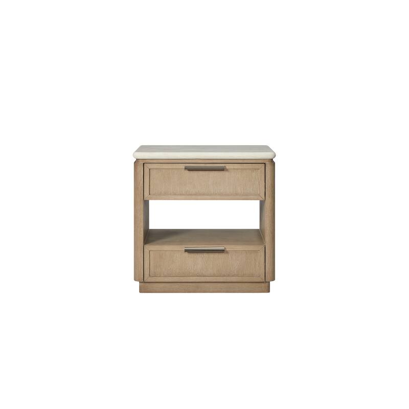 Two Drawer Nightstand with Oak Veneer Drawer Fronts