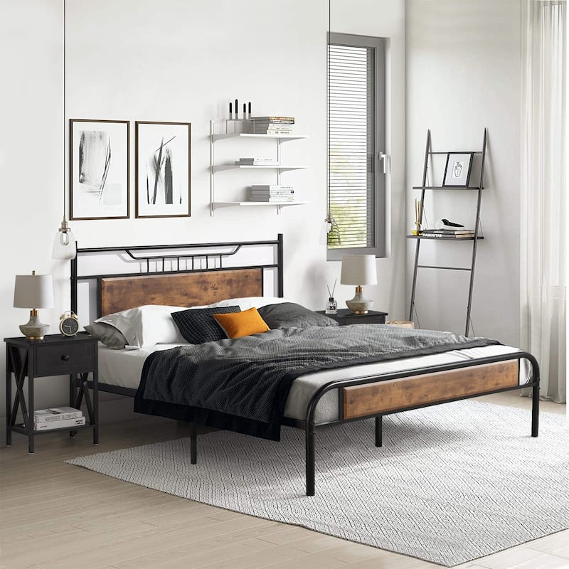 Taomika Mid Century 3-Pieces Bed and Nightstands Sets