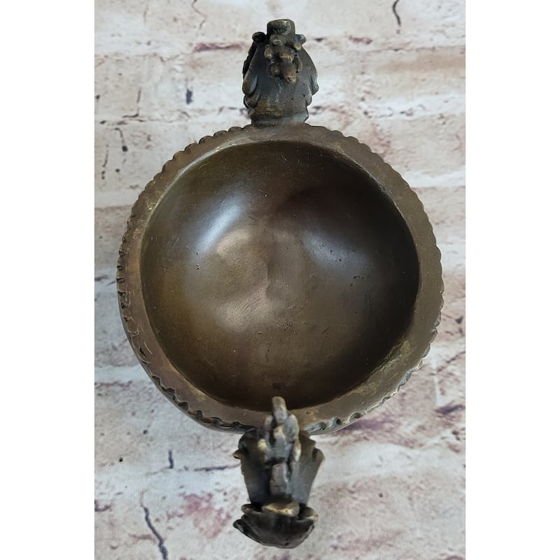 Bronze Cherub Cherubim Urn Jewelry Trinket Box Sculpture Decor 8 Inches X 6 Inches