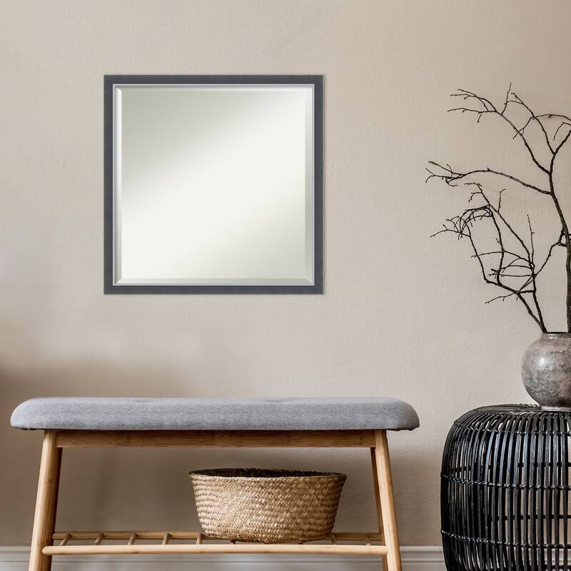 Beveled Wall Mirror - Eva Black Silver Thin Frame - Eva Black Silver Thin