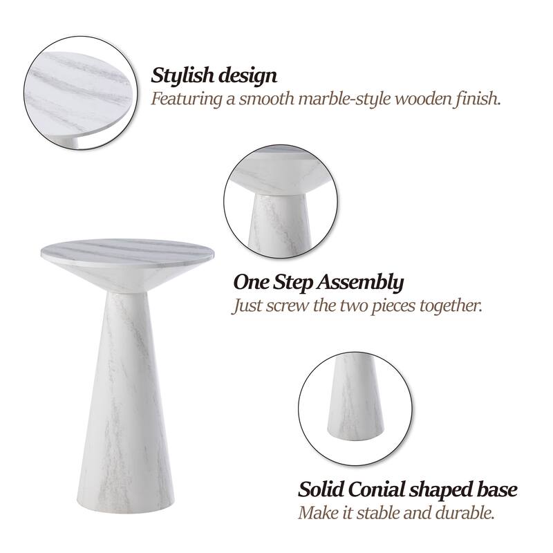 COZAYH Farmhouse Pedestal End Table, Round Martini Table Wood Plant Stand Rustic Small Drink Table for Living Room, Bedroom