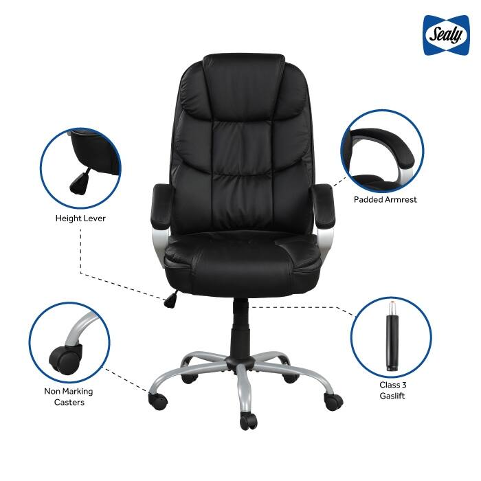 Sealy® Kronos Mid-Back Ergonomic Swivel Office Chair with Padded Armrests