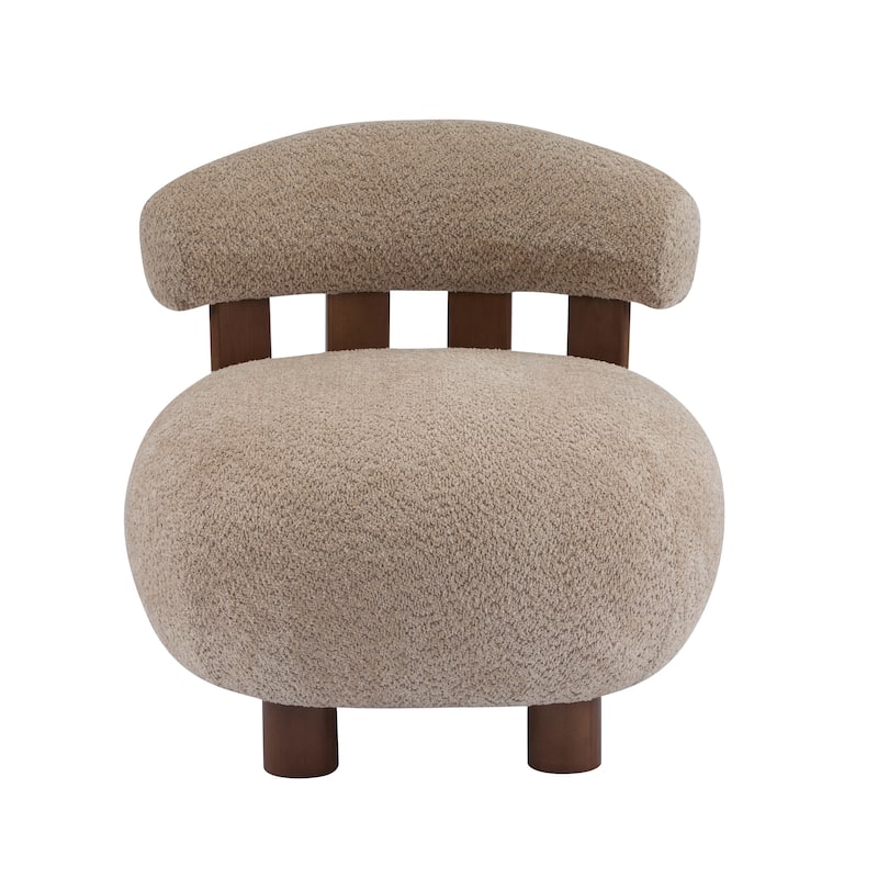Christopher Knight Home - Modern Boucle Fabric Accent Chair, Soft Upholstery and Solid Wood Frame