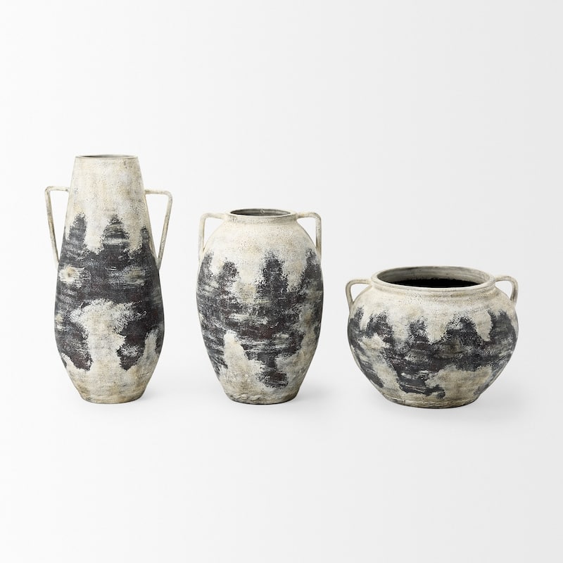Boscia White and Black Ceramic Floor Vase