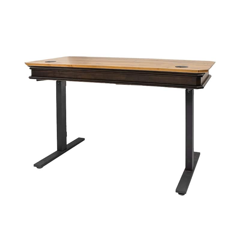 Executive Electric Sit/Stand Desk With Solid Plank Top, Brown