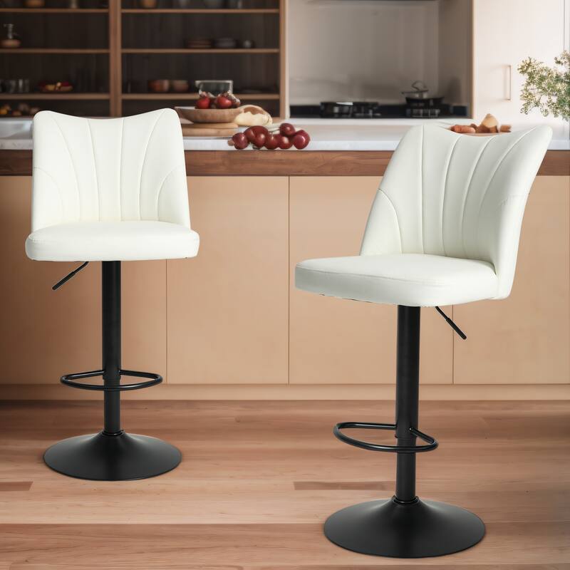 Swivel Bar Stools Set of 2, Counter Height Bar Stools with Back, Armless Upholstered Kitchen Stool Island with Footstool