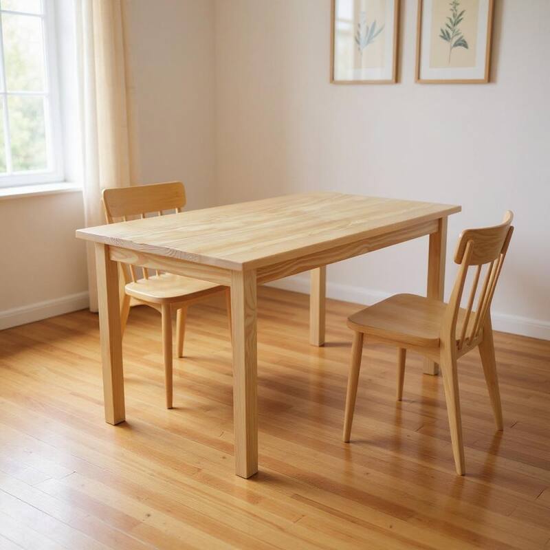 HomeRoots 60" Natural Solid Wood Dining Table - 60.00 in. x 30.00 in. x 27.00 in. - 60.00 in. x 30.00 in.  x 27.00 in.