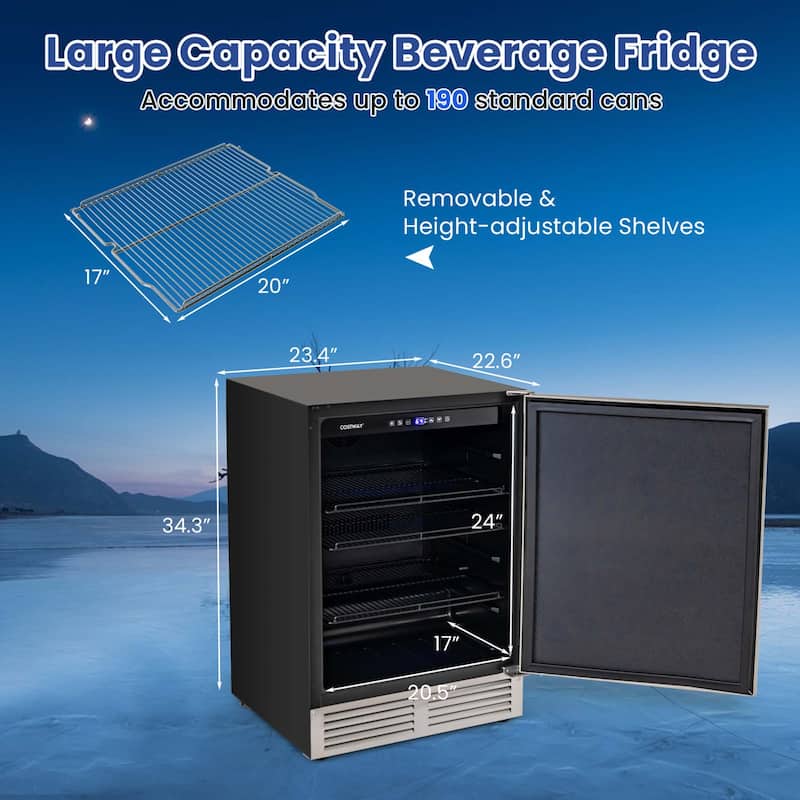 Costway 24" Beverage Refrigerator with Removable Shelves & Adjustable - See Details