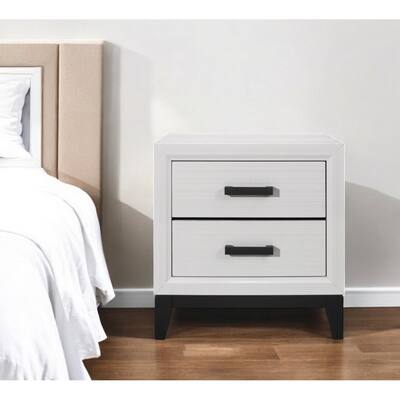 HomeRoots 25" White Wood Two Drawer Nightstand