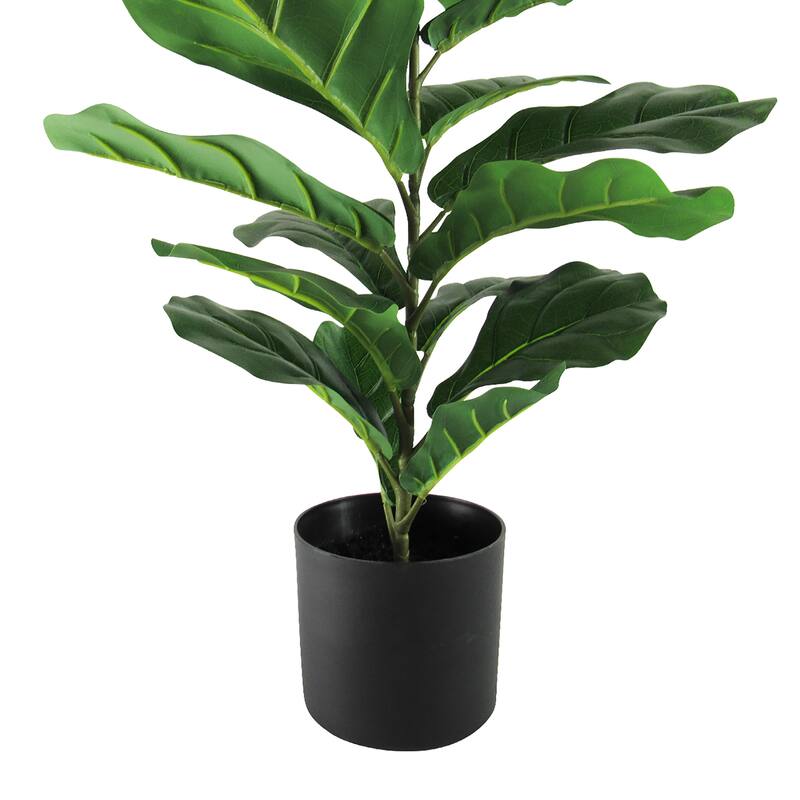 27in Real Touch Artificial Small Fiddle Leaf Fig Tree Plant in Black Pot - 27" H x 19" W x 19" DP