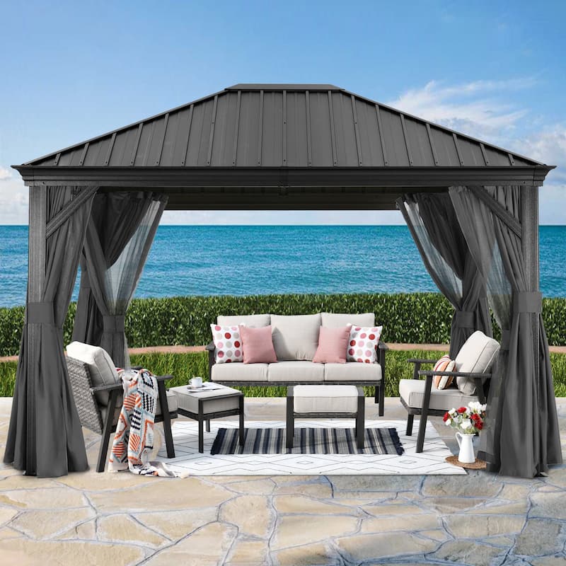 ABCCANOPY Outdoor Hardtop Gazebo with Galvanized Steel Double Roof