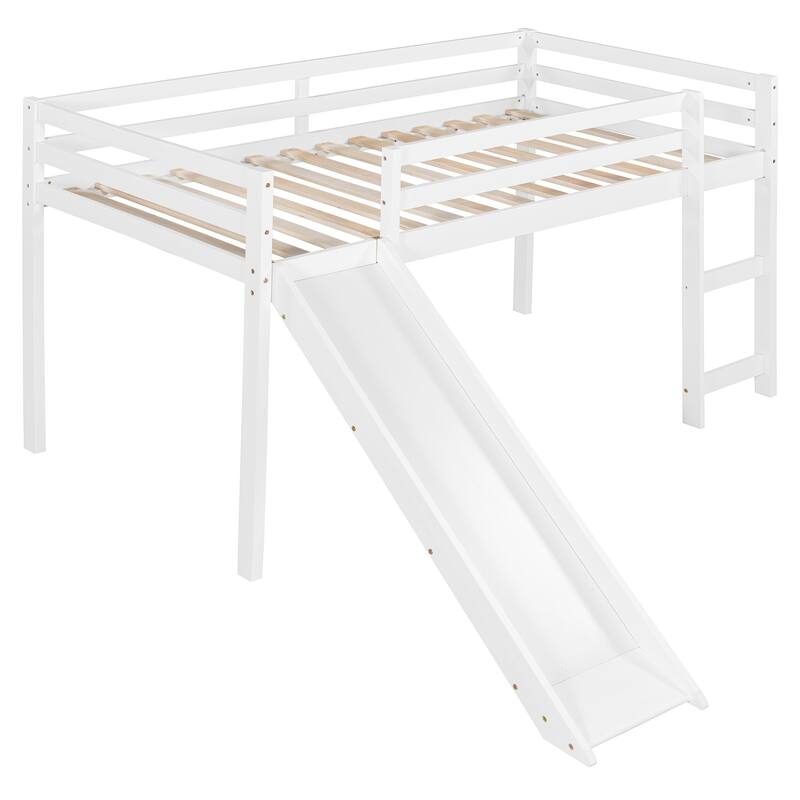 Loft Bed with Slide, Multifunctional Design, Twin