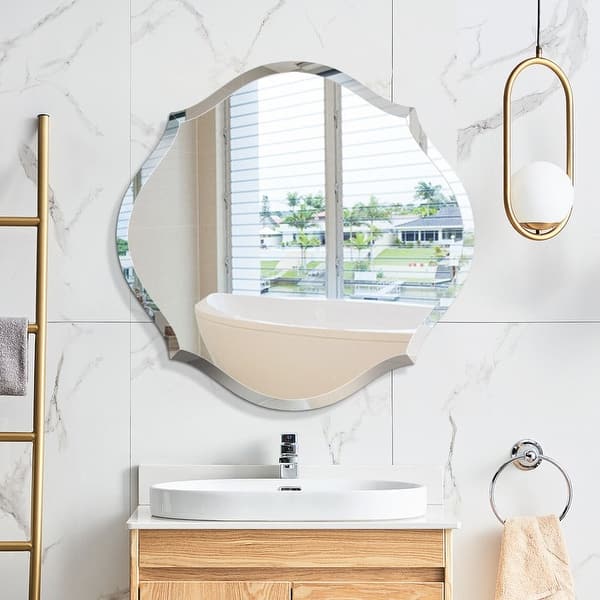 28 Inch Beveled Metal Frame Rectangular Wall Mirror, Black, Gold Accen