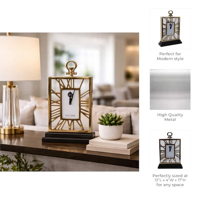 Decorative Aluminum Desk Clock with Glass Face - 9" - 17.0"