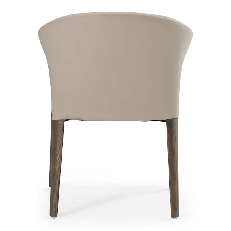 Modrest Wynetta Mid-Century Modern Grey Vegan Leather & Grey Ash Dining Chair