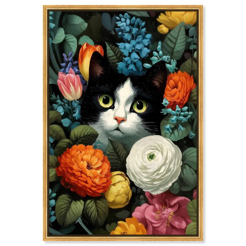 Secret Garden Cat Canvas by Art Remedy - Gold - 10" x 15"