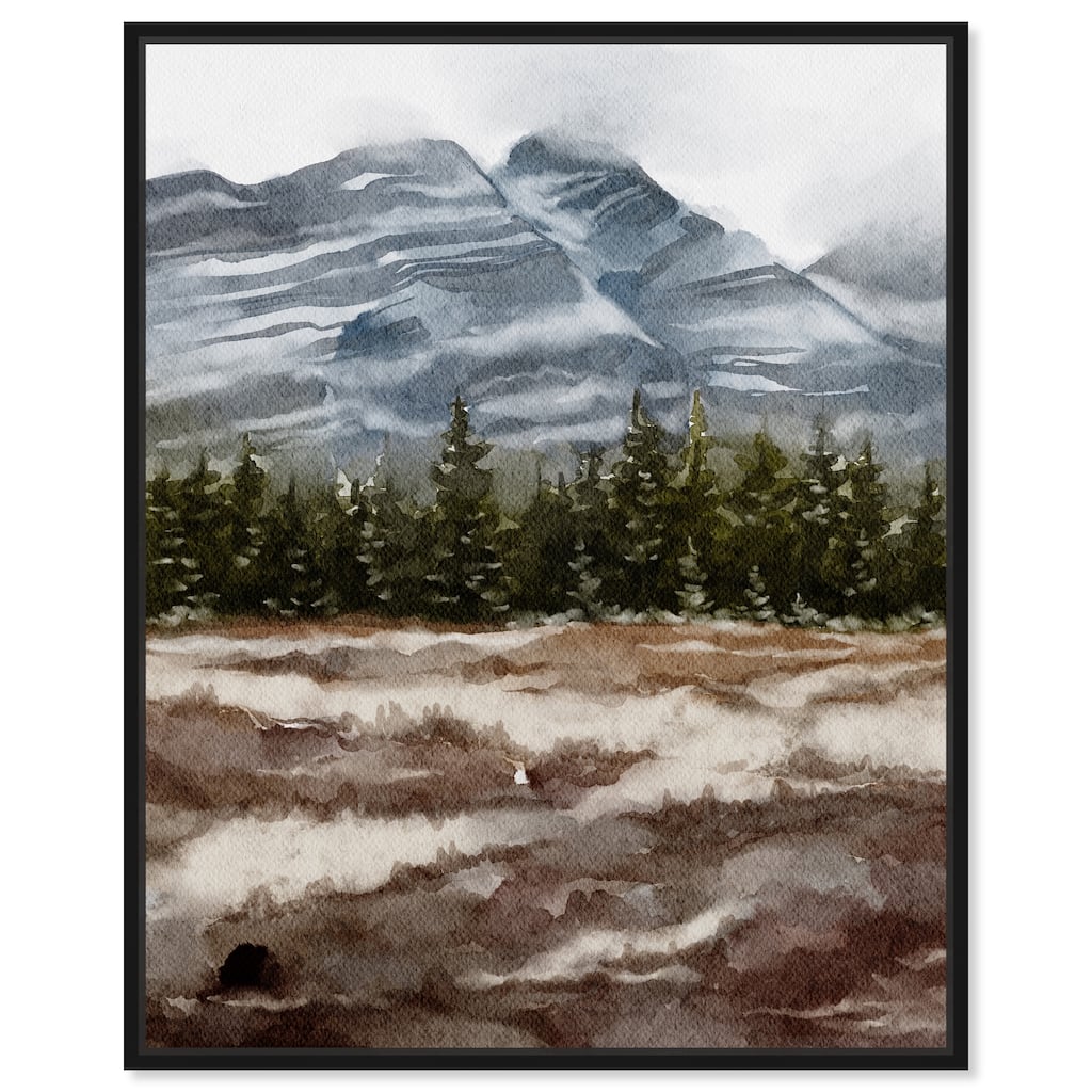 Art Remedy February Rocks Landscape Framed Landscape 1 Piece Canvas Wall Art Watercolor Style